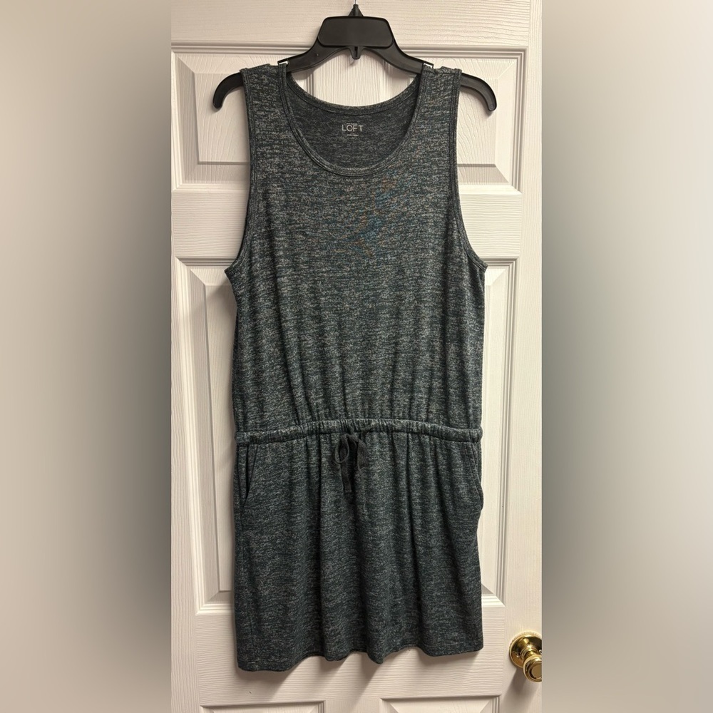 Ann Taylor LOFT Heathered Green Mini Dress W/ Adjustable Waist Size Large